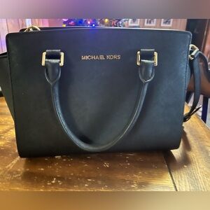 Michael Kors Black Satchel with Gold Accents